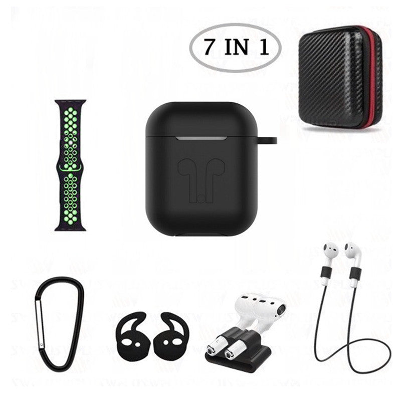7 in 1 Silicone Case with Nike Sport Style Watch Band for AirPods 1 2 (1st 2nd Gen.) 7 in 1 Silicone Case with Nike Sport Style Watch Band for AirPods 1 2 (1st 2nd Gen.)
